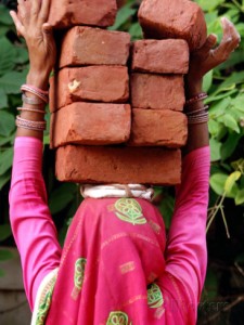 woman bricks